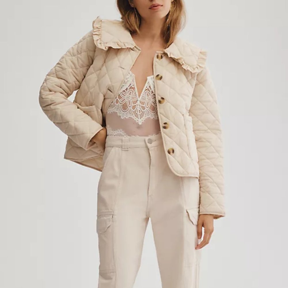 Anthropologie Mable Exaggerated-Collar Quilted Jacket